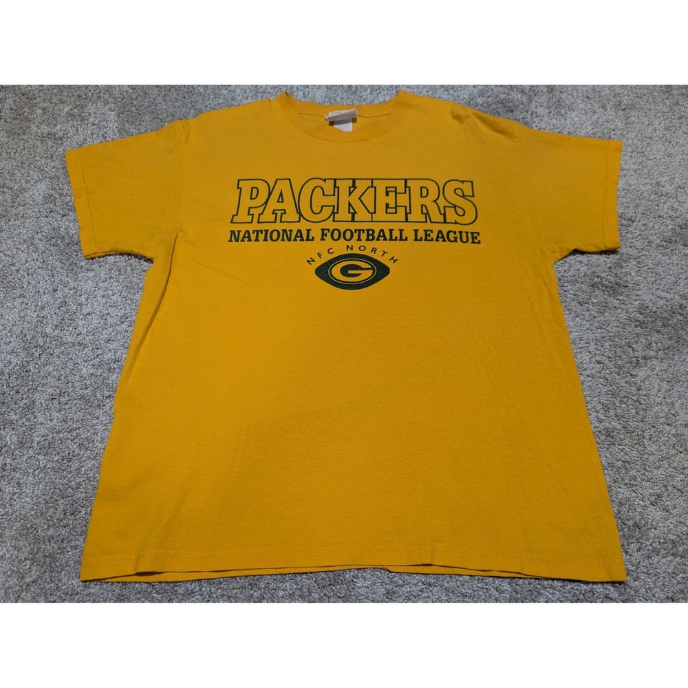 NFL T-Shirt Mens L Gold Green Bay Packers NFC North Vintage Football Sportswear